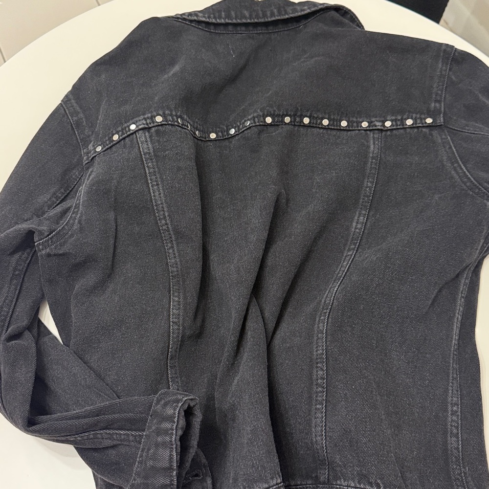 Mango Black Studded Denim Jacket - image 7